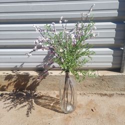 Clear Glass Vase With Artificial Plant 19in