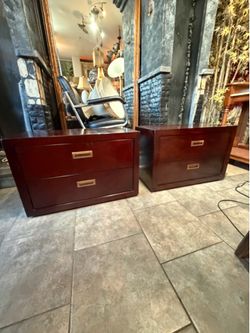 Solid wood pottery barn low designers nightstands