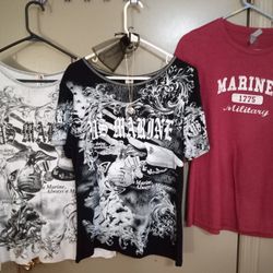 USMC MARINE CORP LADIES SHIRTS  NEVER WORN SIZES ARE LARGE