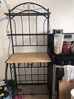 Black metal kitchen rack