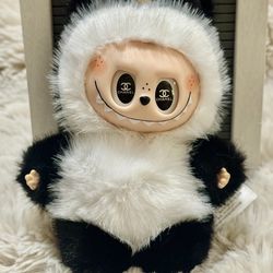 Custom made Labubu With Chanel Eyes-  Black and White CC Labubu