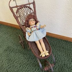 Antique Doll & Doll Carriage