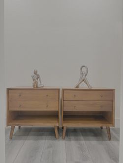 Mid-Century Modern Nightstand with Integrated USB & Outlets