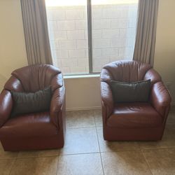 Italian Made Leather Swivel Chairs 