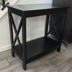 Oxford Chairside End Table with Shelf Black