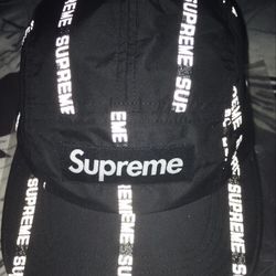 Supreme Reflective Text Camp Cap 