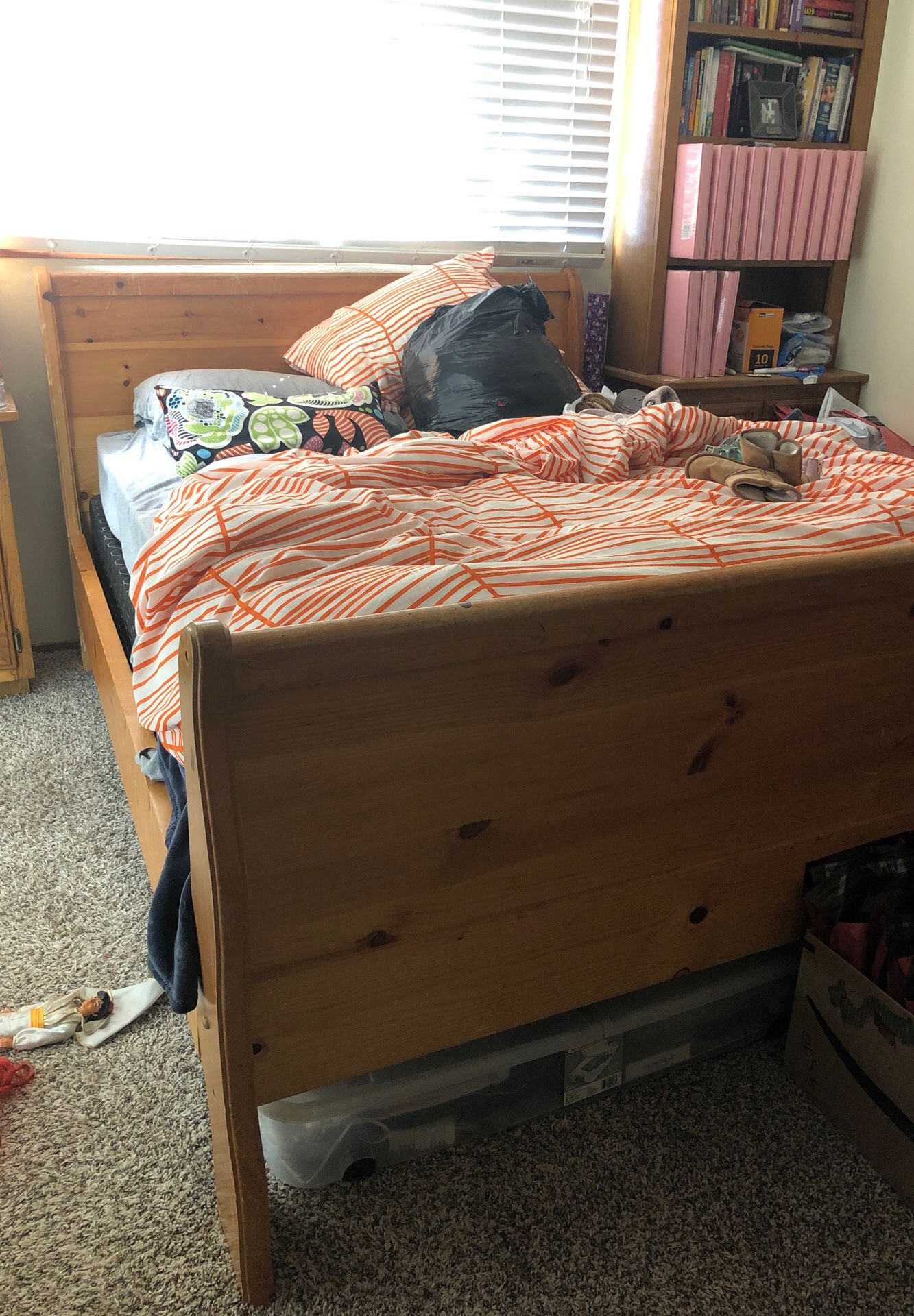 FREE! Queen Pine Sleigh Bed