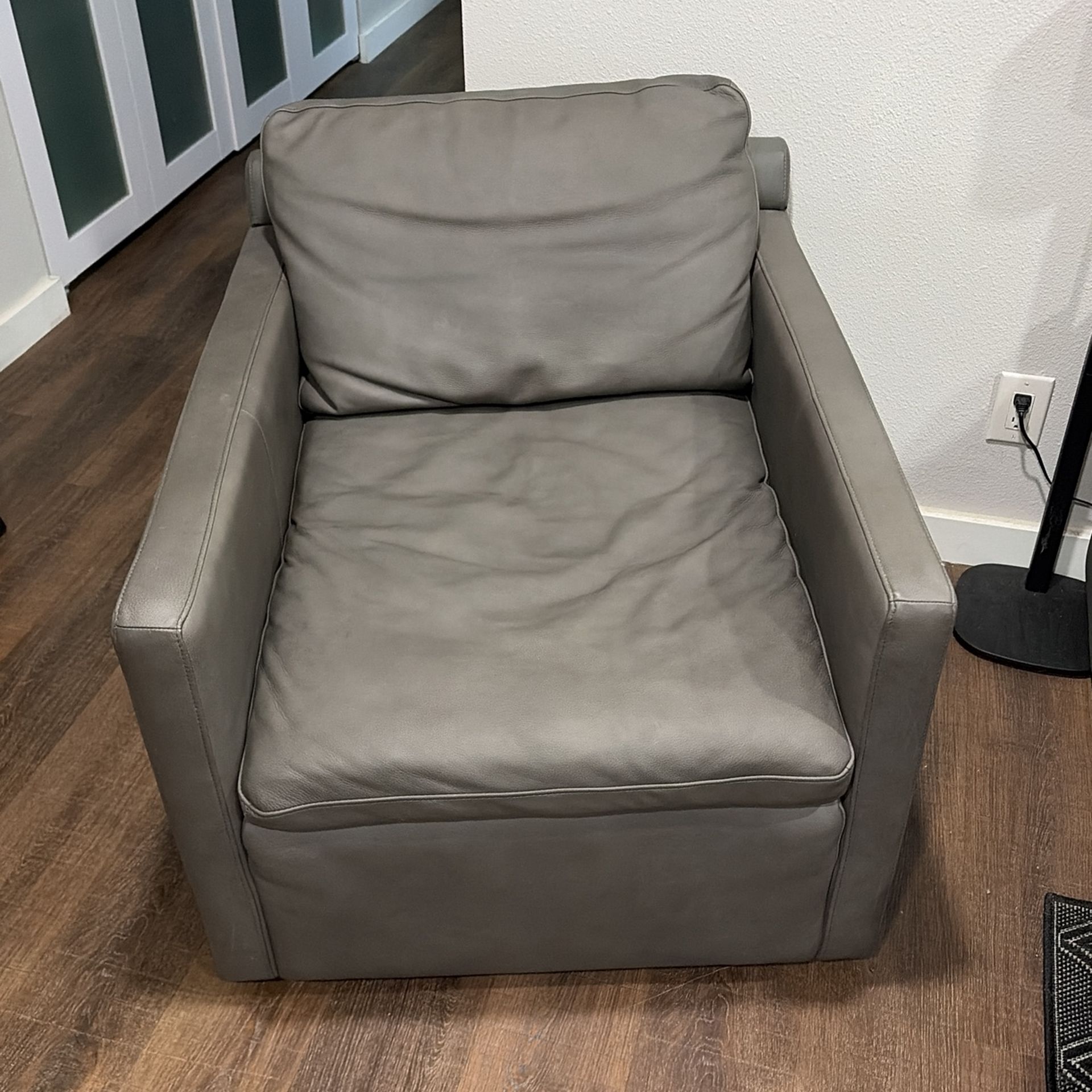 Grey Leather Swivel Chair