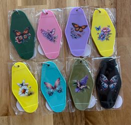 Homemade New UV DTF Butterfly Hotel Style Keychains