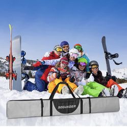 Ski Bag Padded Snowboard Bag Water-Resistant with Compression Straps Durable Ski Travel Bag with Pocket Adjustable Length Fit Skis Up to 183 cm for Sn