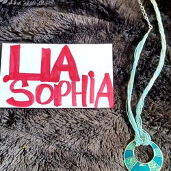 Lia Sophia Necklace Tropical Turquoise And Blue Green Watercolor New