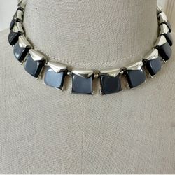 Vintage 1940's  Charel  Grey  Moonglow Lucite Thermoset  Silver Tone Necklace