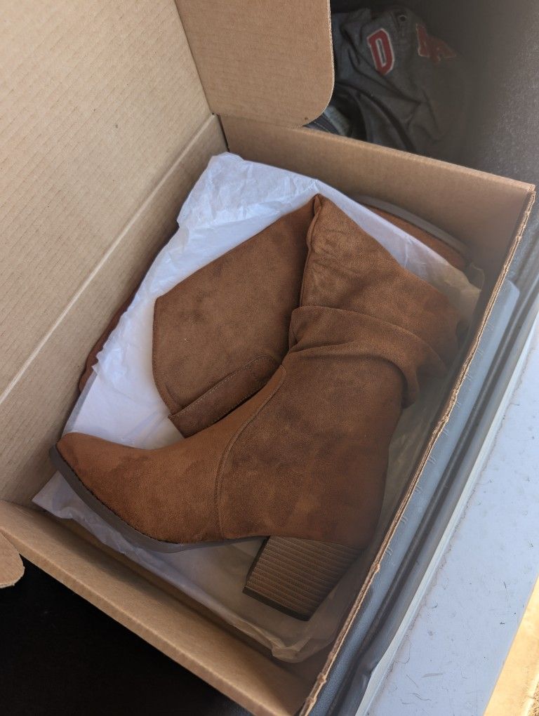$20 One High Suede Boots Brown PU Only