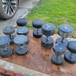 Numerous dumbells available. Selling for only $1 a lb. 
