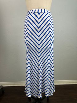 Bebe Blue White Chevron Maxi Skirt Size XS
