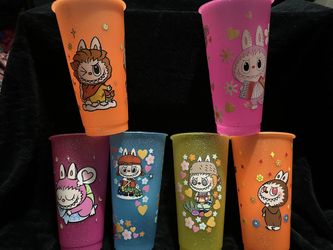 Plastic Labubu Cups With Straws