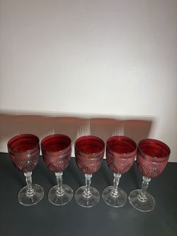 Vintage - Cristal D'Arques-Durand Crystal Ruby Red Wine Glasses (SET OF 5)