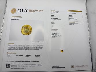 GIA 2.20 Ct Natural Yellow Sapphire Loose Gemstone 8.08 x 8.03 x 4.04 mm