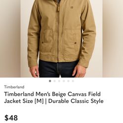 Timberlake Men’s Beige Canvas Filed Jacket Size Medium 