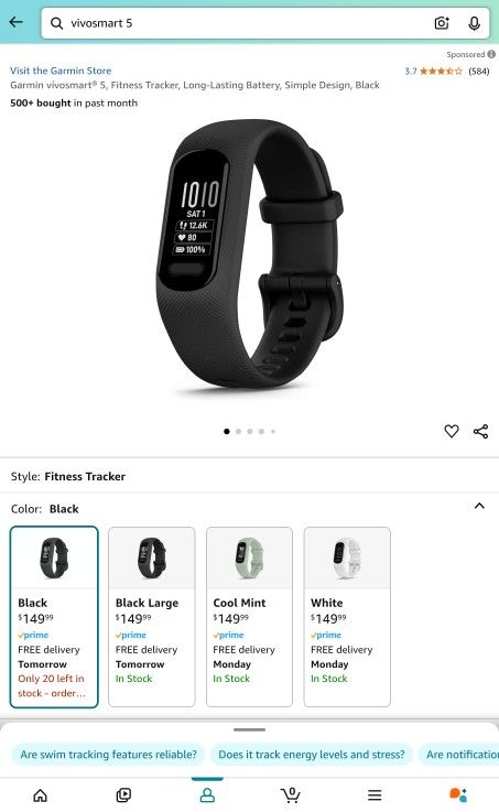 Garmin Vivosmart 5 Smart Fitness Tracker