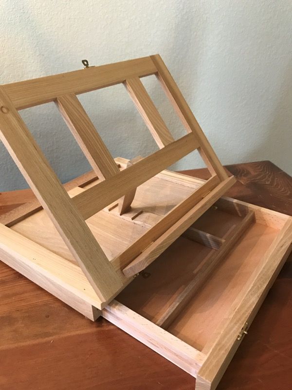 Wooden Easel artist box with acrylic paint