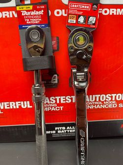 DURALAST 3/8” EXTENDABLE  72 TOOTH RACHET #51-105 and CRAFTSMAN  1/2 “FLEX HEAD RACHET # CMMT99429 new