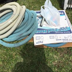 Pool Hoses And Brushes chemicals And Small Test Kit 