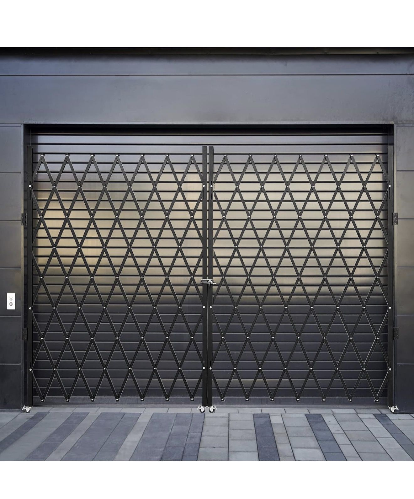 VEVOR Double Folding Security Gate, 87" H x 150" W Folding Door Gate, Steel Accordion Security Gate, Flexible Expanding Security Gate, 360° Rolling Ba