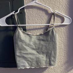 Xs Crop top Light Grey With White Lace  