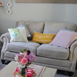 Loveseat, Sofa And Rustic Coffee Table