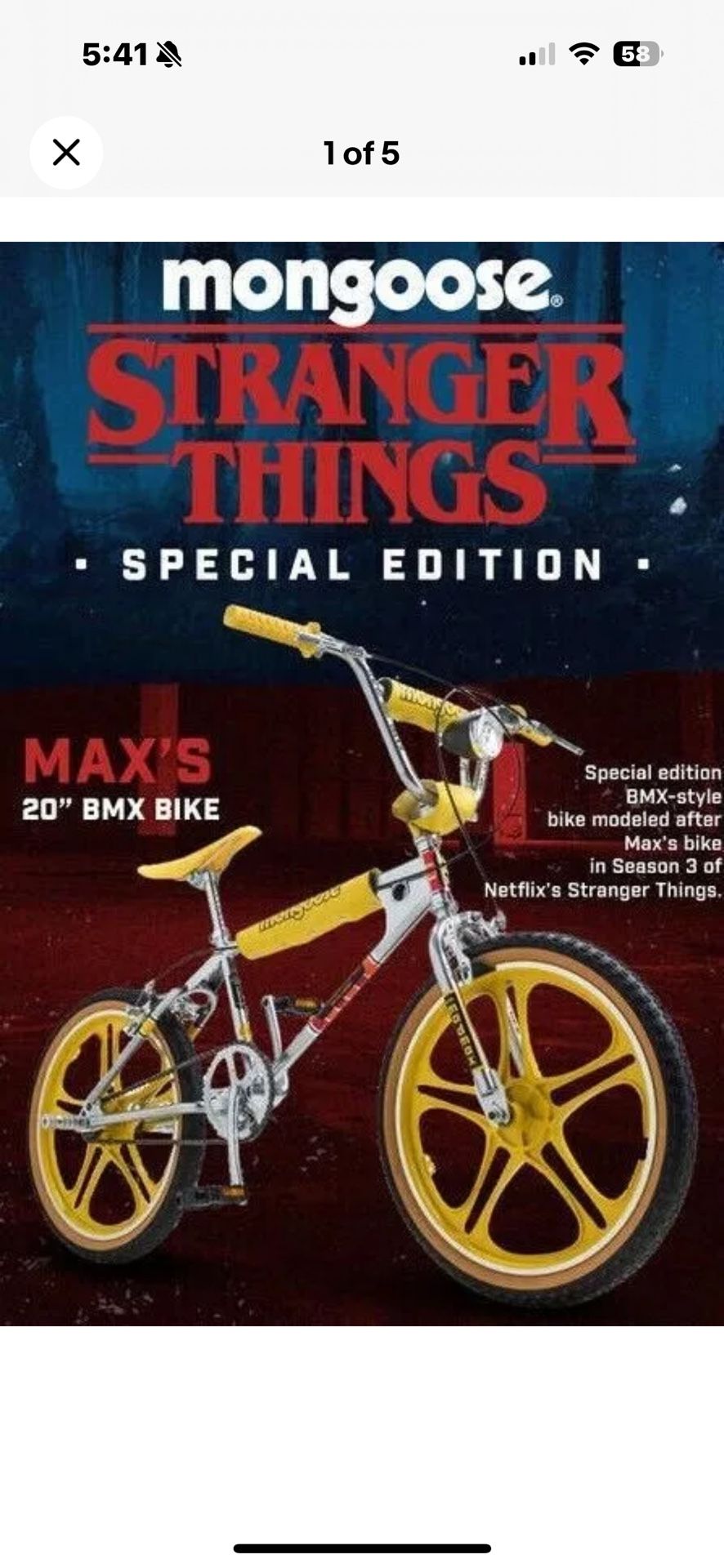 Mongoose Max Netflix Stranger Things 20 inch BMX Bike