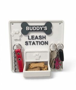 Personalized Dog Leash Holder Custom Name Leash Station Treat Holder