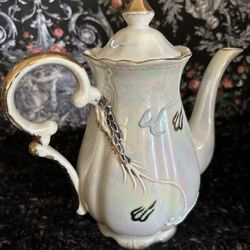 Moriage White Iridescent Dragon Ware Vintage Tea Set