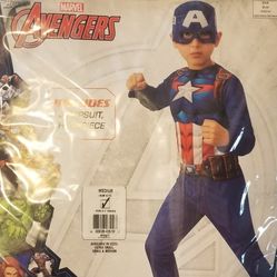 Marvel Avengers Captain America Size M 8-10 Fits 5-7 Year Old