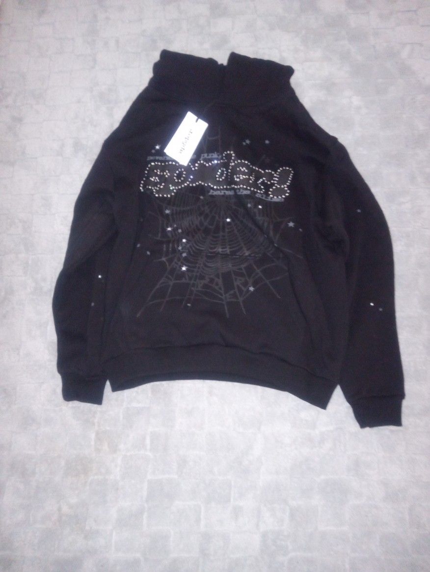 Sp5der VVS Black/Grey Hoodie With Tags