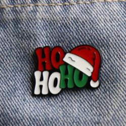 Brand New Holiday Christmas Ho Ho Ho Santa Hat Brooch Pin Ugly Sweater Accessory