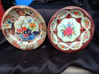1971 Daher Decorated metal tin bowls