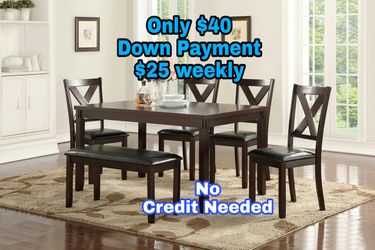 Table Chairs and bench