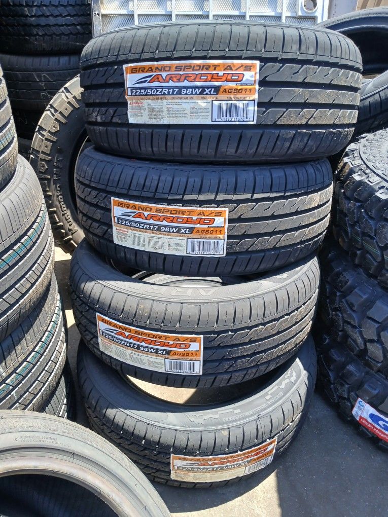 4 New Tires Installed/ 4 Llantas Nuevas Instaladas 225/50/17 Arroyo Tires 