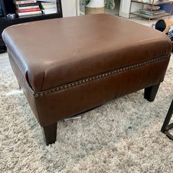 Brown Leather Ottoman