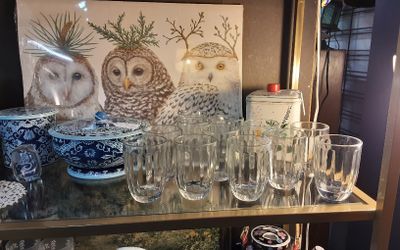 Vintage Juice/ Wine Paneled Glasses "12"- Located In Shelton 