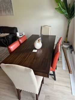 Brown Wooden Dining Table (Seats 6)