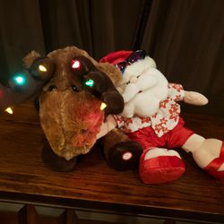 Cool Florida Santa With Sunglasses And Light-up Reindeer That Sings Christmas Carols Stuffed Animals Plushies Plush