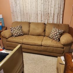 Camel Color Suede Like Sofa..Size 7ft Long..Brand New With Tag On It..very Comfortable!!
