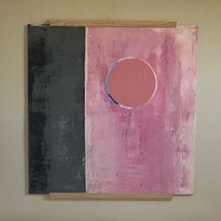 Custom XL Large Square Gray Pink Peach Abstract Wooden Painting Wall Art Decor