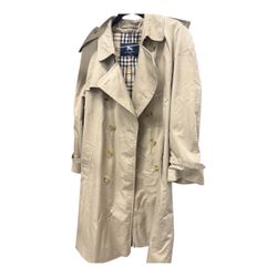 Burberry Trench Coat Long Khaki Good Vtg Nova Check Made in England Classic L