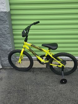 Huffy 18" Rock It Bicycle, for Kids Ages 5+ Years, Training Wheels, Yellow