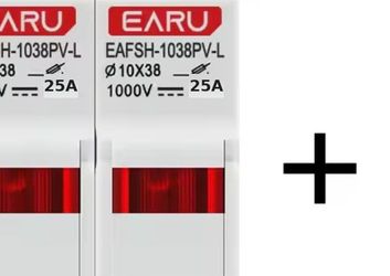 25A EARU Solar PV Fuse Holder with LED – 2-Pole 1000V DC + 2 gPV Fuses – DIN Rail