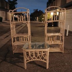 Rattan Book Shelves And Table