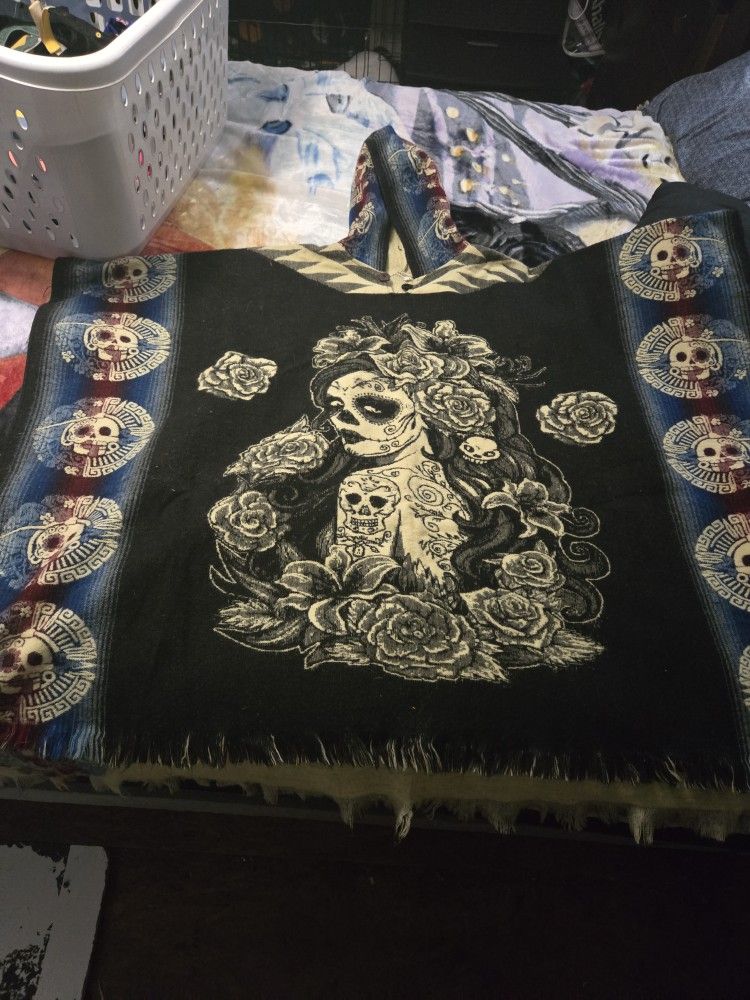 Sugar Skull Poncho New
